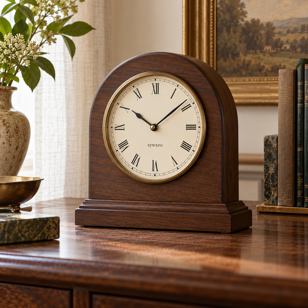 sywxeo™ Alder Arch Mantel Clock — Lifestyle scene