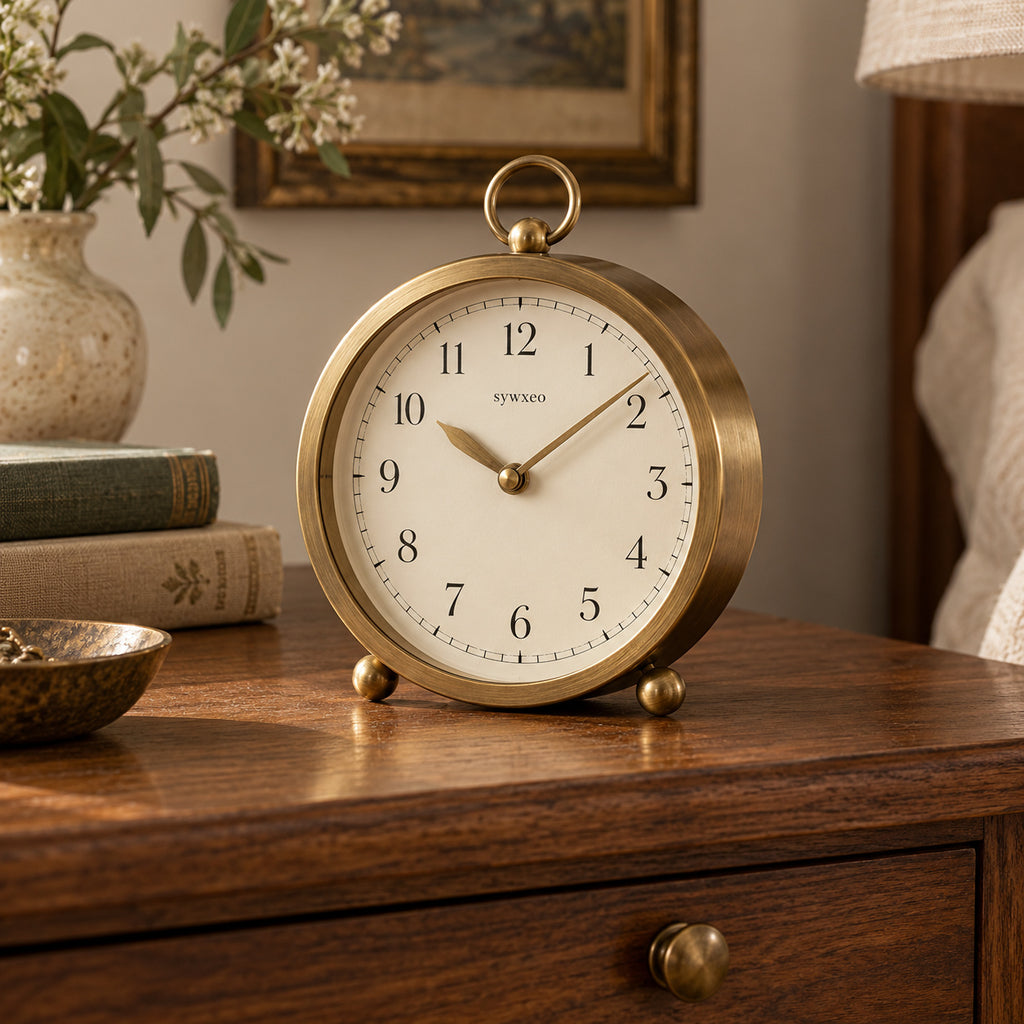 sywxeo™ Bramwell Brass Desk Clock — Lifestyle scene