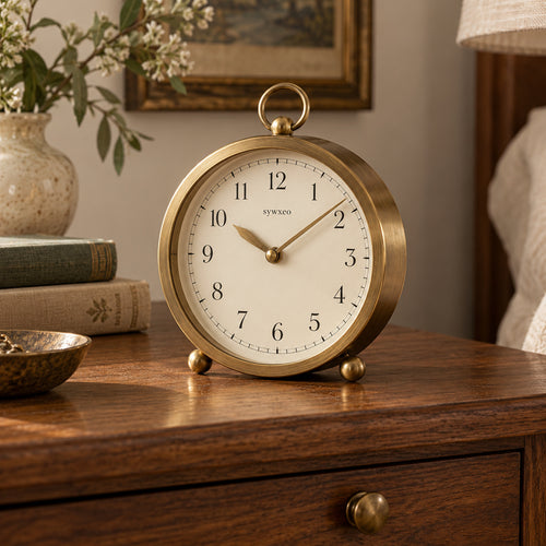 sywxeo™ Bramwell Brass Desk Clock — Lifestyle scene