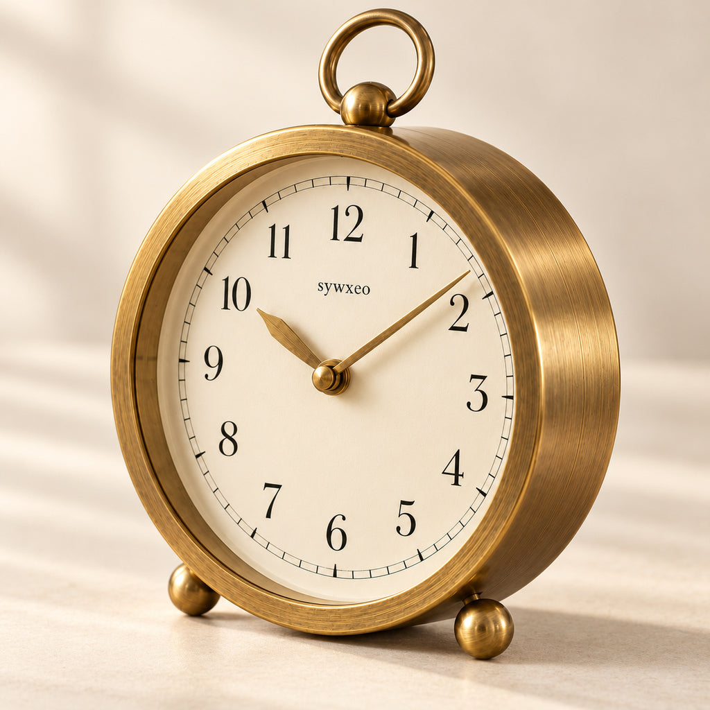 sywxeo™ Bramwell Brass Desk Clock — Detail view