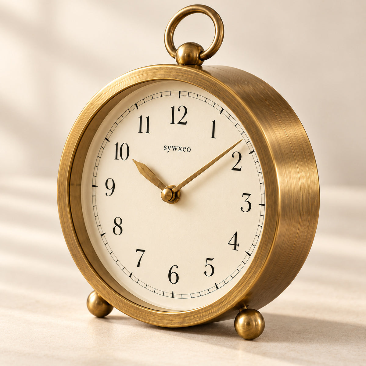 sywxeo™ Bramwell Brass Desk Clock — Detail view