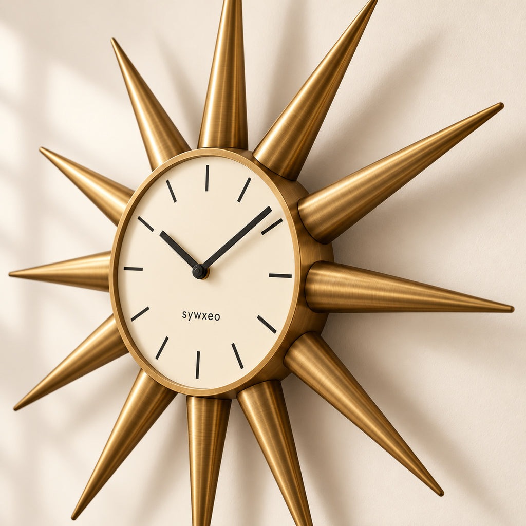 sywxeo™ Portobello Sunburst Wall Clock — Detail view